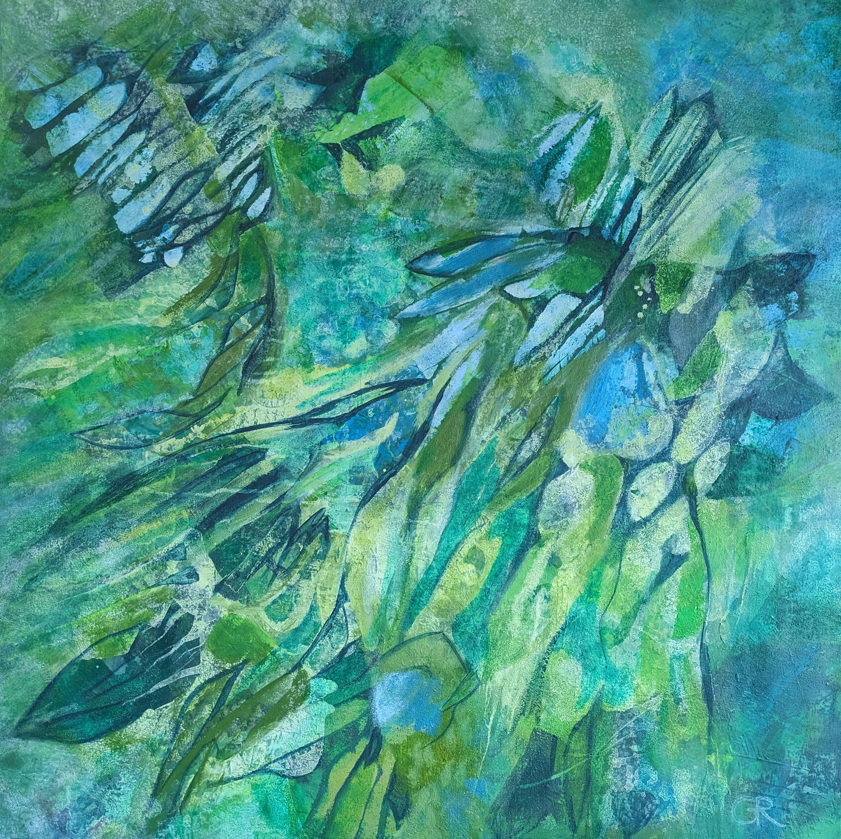 Green Leaves, 90x90cm