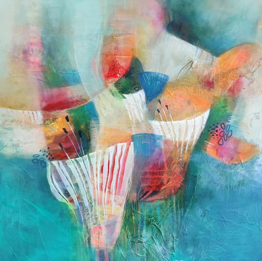 Weiße Blüten, 90x90cm